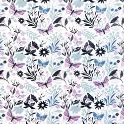Stof Bloemen en Vlinders
