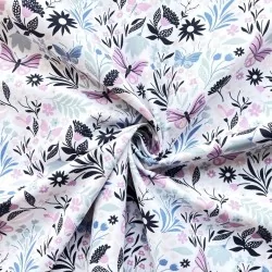 Baumwollstoff Blumen und Schmetterlinge | Wolf Stoffe