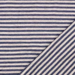Jersey Fabric Blue and Grey Striped | Wolf Fabrics