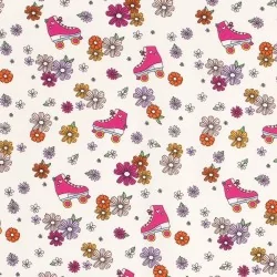Jersey Fabric Roller Skates and Flowers