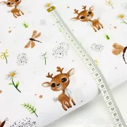 Tissu Coton Petit Cerf et Libellule | Tissus Loup
