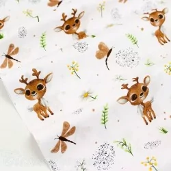 Tissu Coton Petit Cerf et Libellule | Tissus Loup