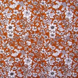 Stoff Weiße Blumen Terracotta Hintergrund