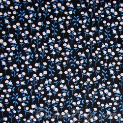 Fabric White Flowers Blue Leaves