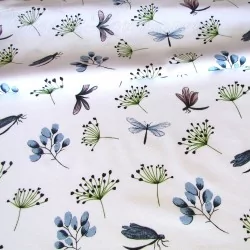 Tissu Coton Libellules et Fleurs | Tissus Loup