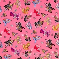 Tessuto Jersey My Little Pony e Fiori Mio Mini Pony