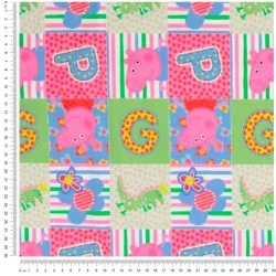 Tessuto Jersey di cotone Peppa Pig in Patchwork | Tessuti Lupo
