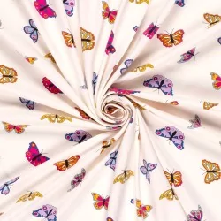 Jersey Stoff Baumwolle Bunte Schmetterlinge | Wolf Stoffe