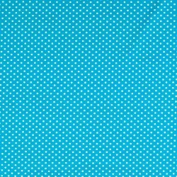 Jersey Fabric White Dots 3mm Turquoise Blue Background