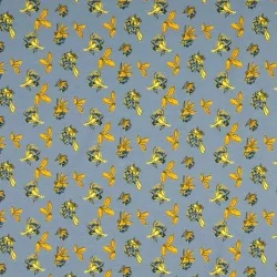 Tessuto Jersey Fiori di Campo su Fondo Blu Grigio