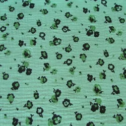Doppel-Gaze-Stoff Grüne Blumen
