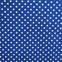 Tessuto Jersey a Pois Bianchi 3mm su Fondo Blu Reale