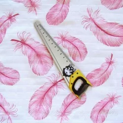 Tissu Double Gaze de Coton Plumes Roses | Tissus Loup