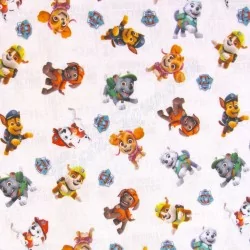 Tela de algodón PAW Patrol Fondo Blanco La Patrulla Canina | Telas Lobo