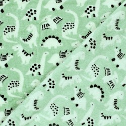 Tela Fleece Sherpa Dinosaurios Fondo verde menta | Telas Lobo