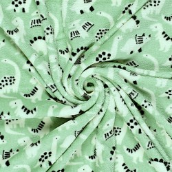 Tela Fleece Sherpa Dinosaurios Fondo verde menta | Telas Lobo