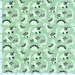 Tela Fleece Sherpa Dinosaurios Fondo verde menta | Telas Lobo