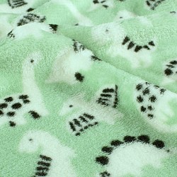 Tela Fleece Sherpa Dinosaurios Fondo verde menta | Telas Lobo