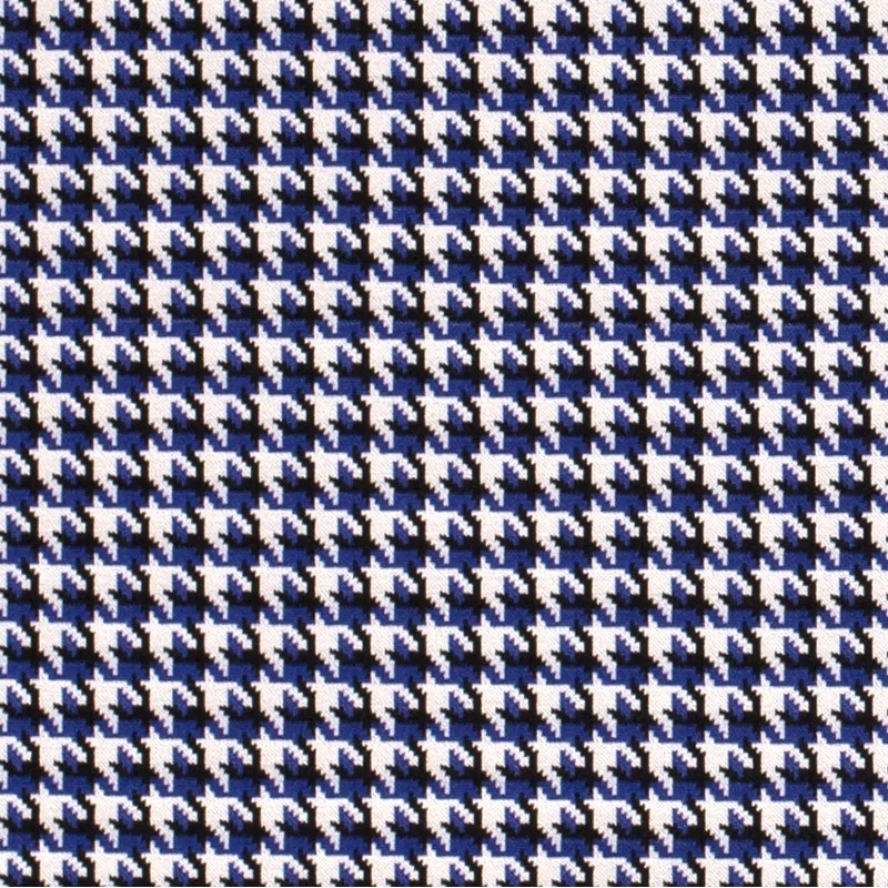 Jersey jacquard fabric houndstooth blue and black | Wolf Fabrics