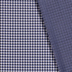 Tecido jersey jacquard pied-de-poule azul e preto | Tecidos Lobo