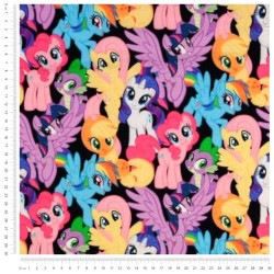 Tecido Jersey algodão My Little Pony Fundo Preto Meu Pequeno Pônei | Tissus Loup