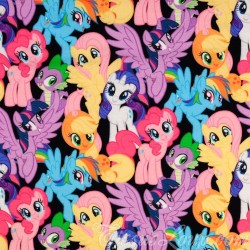 Tessuto Jersey My Little Pony su Fondo Nero Mio Mini Pony