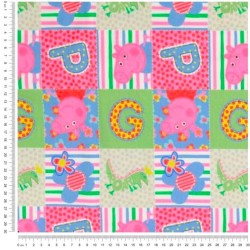 Jersey Stof katoen Peppa Pig Patchwork | Wolf Stoffen