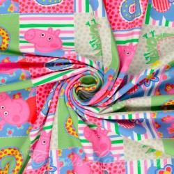 Tessuto Jersey di cotone Peppa Pig in Patchwork | Tessuti Lupo