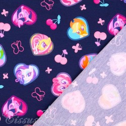 Tissu Jersey coton My Little Pony Fond bleu Marine Mon Petit Poney | Tissus Loup