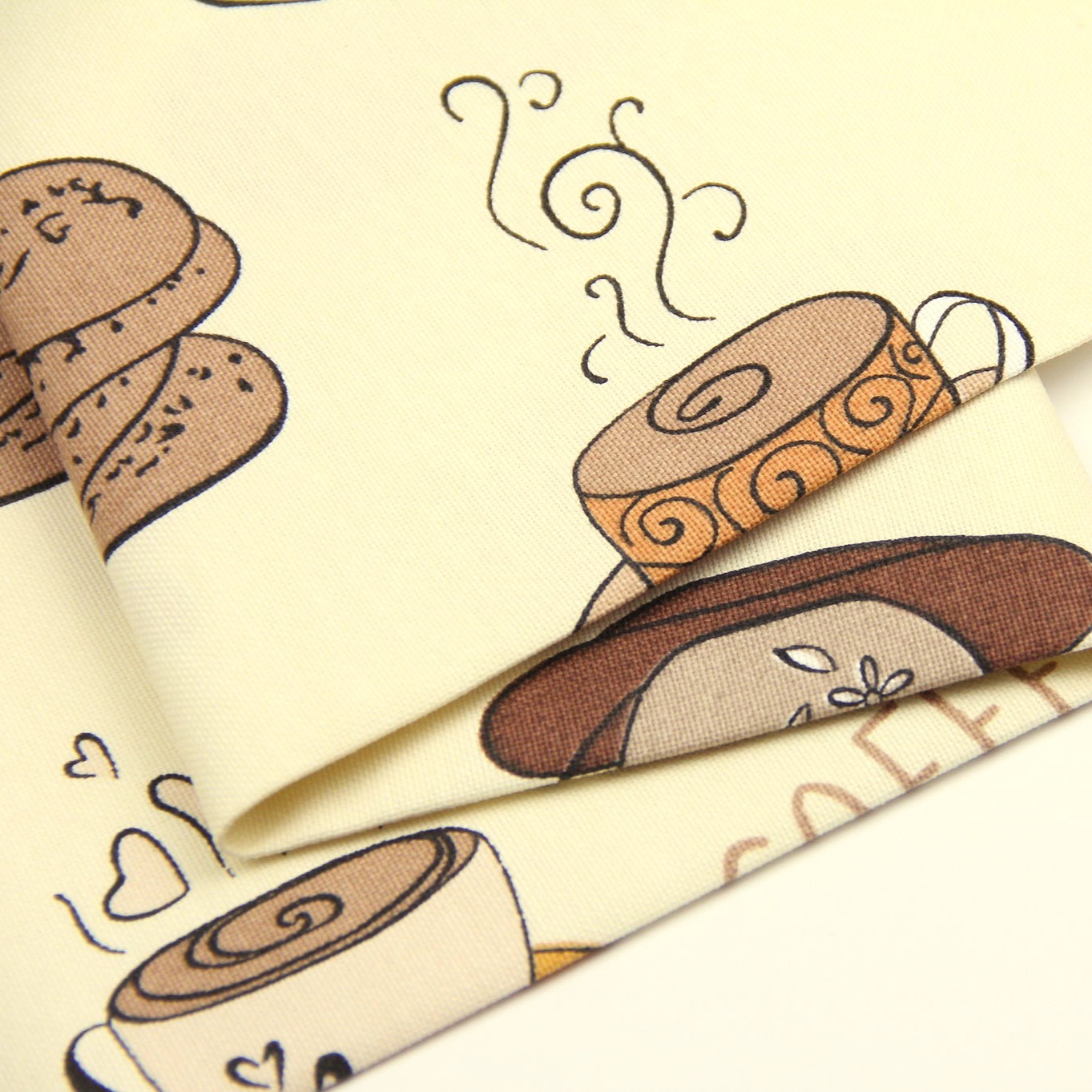 Semi Panama Deco Fabric Coffee and Biscuits Cream Background — 3